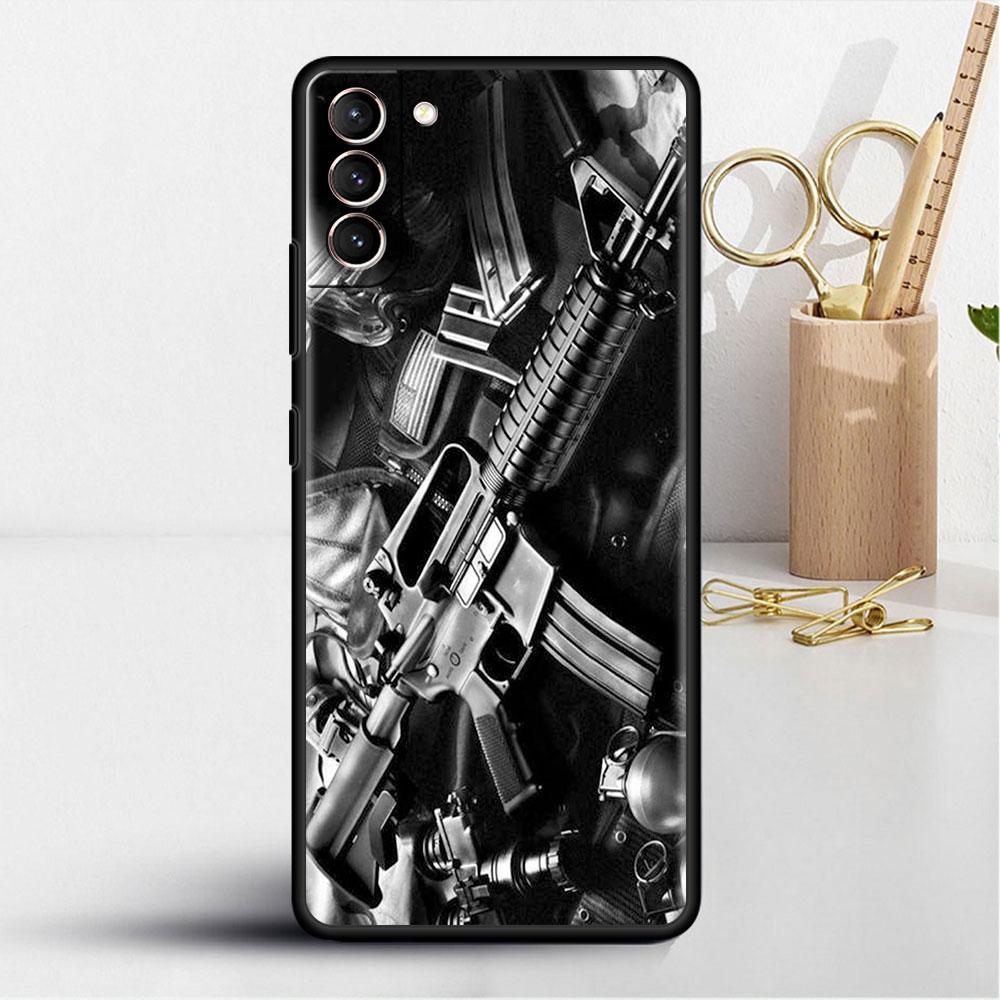 AK47 Handgun Gun BUllets Case For Samsung Galaxy S22 S21 S20 FE S10 S9 Plus S8 Note 20 Ultra 10 Plus Soft Phone Shell