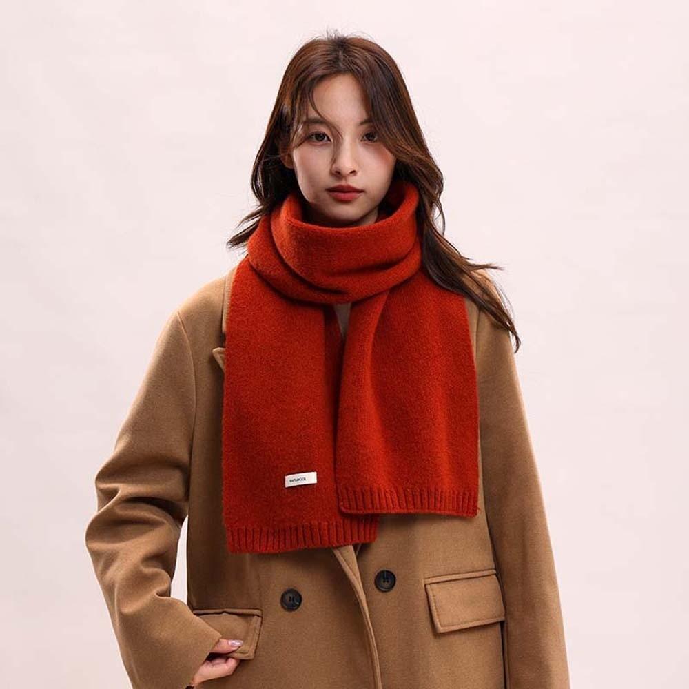 Solid Color Knitting Wool Scarf Cold-proof Winter Warmer Scarf Long Thickened Neckscarf Autumn