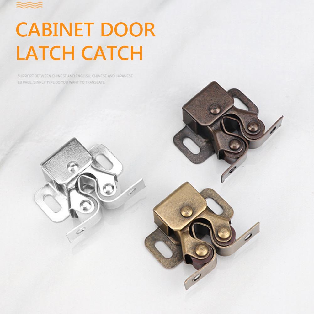 Antique Double Roller Wardrobe Hardware Cabinet Locks Cupboard Door Catch Latch With Screws