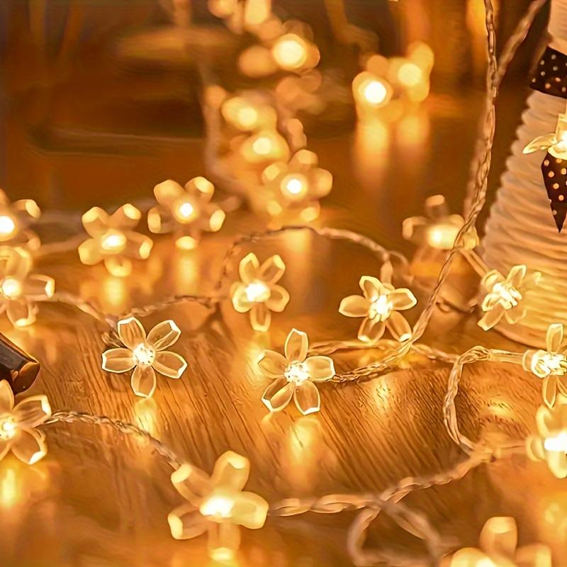 Cherry Blossom Fairy Lights, Battery Operated, Yellow Flower LED, Energy-Efficient, Plastic, for Home Garden, Wedding, Holiday, Christmas, Party, Outd
