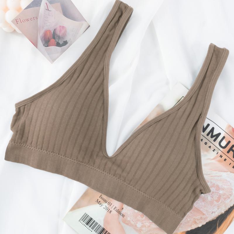 Женский модный бюстгальтер в полоску без рукавов с глубоким V-образным вырезом и мягкими подкладками, топы без косточек, укороченный топ, бюстгальтеры, бюстгальтер