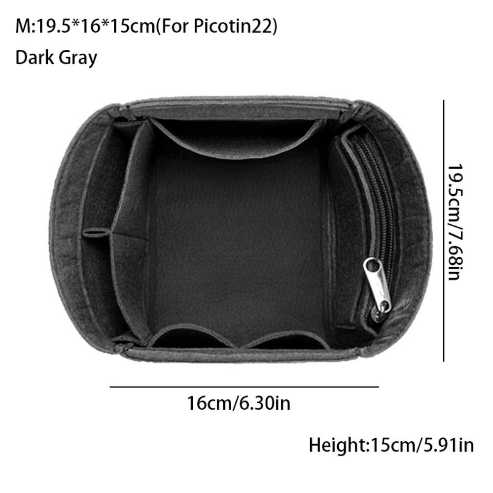 Felt Bucket Bag Internal Bag Large Capacity Multi-Pocket Purse Liner Storage Organization Portable for Picotin18/22