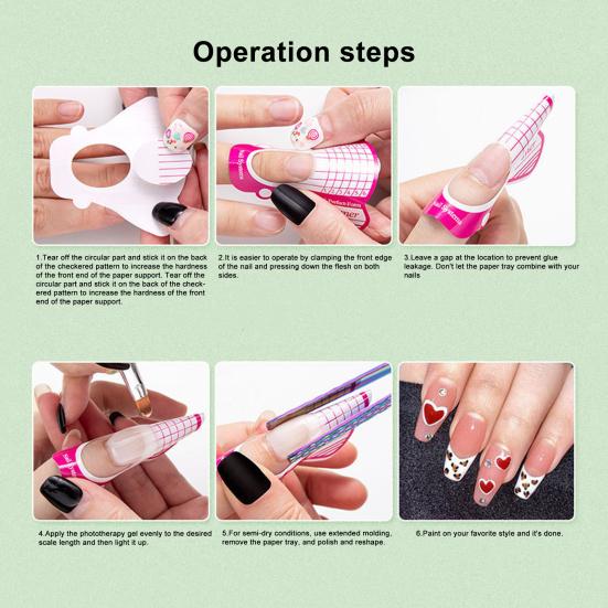 Yousheng 100Pcs Professional Long Nail Forms Acrylic Nail Paper Forms Easy To Use Thick Nail Extension Forms Manicure Tools