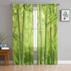 Green Bamboo Zen Plant Sheer Curtains for Bedroom Living Room Voile Window Curtains Tulle Curtains for Kids Room