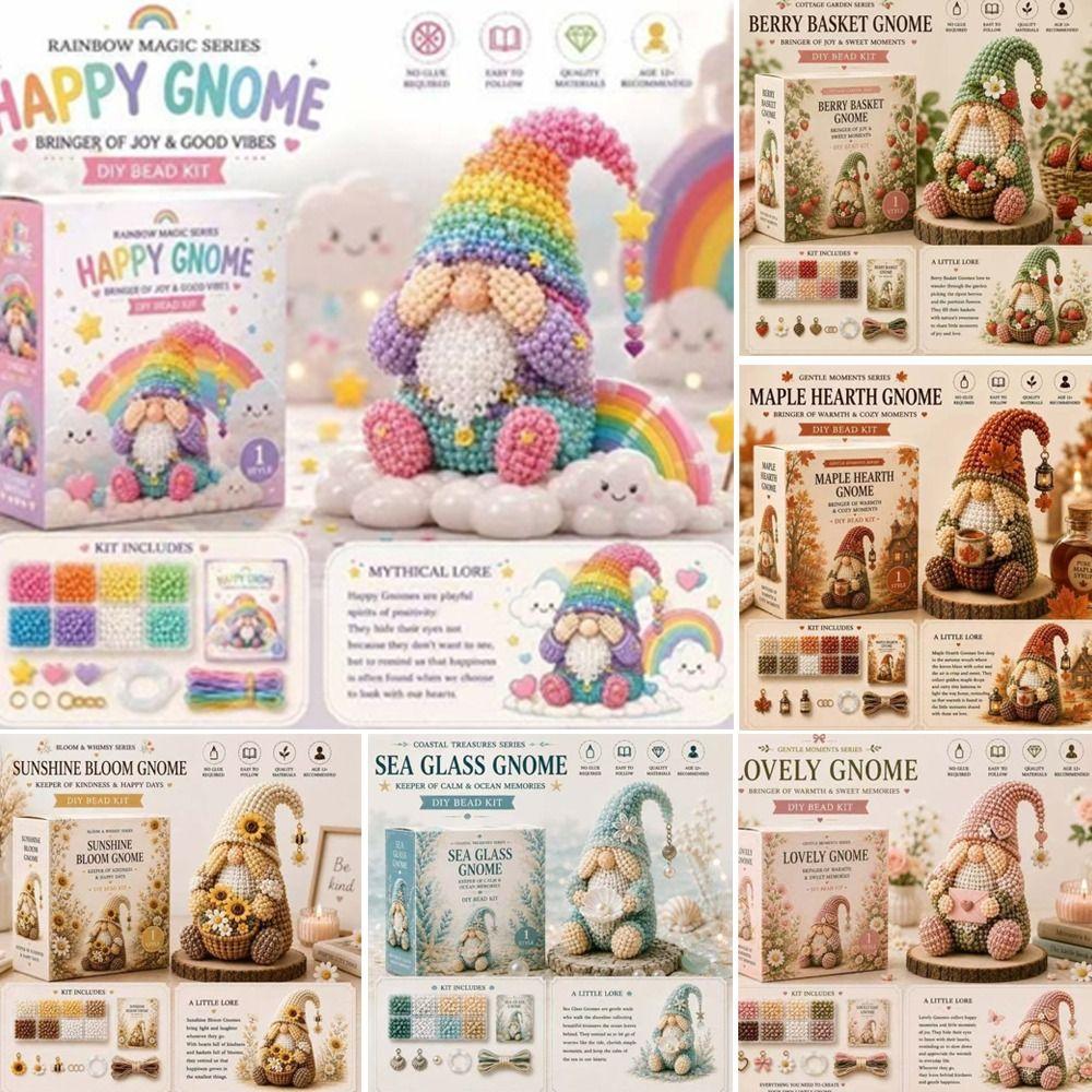 Craft Cozy Gnome 3D Beaded Kit Collection 3D Beaded Ornament Set For Adults & Kids