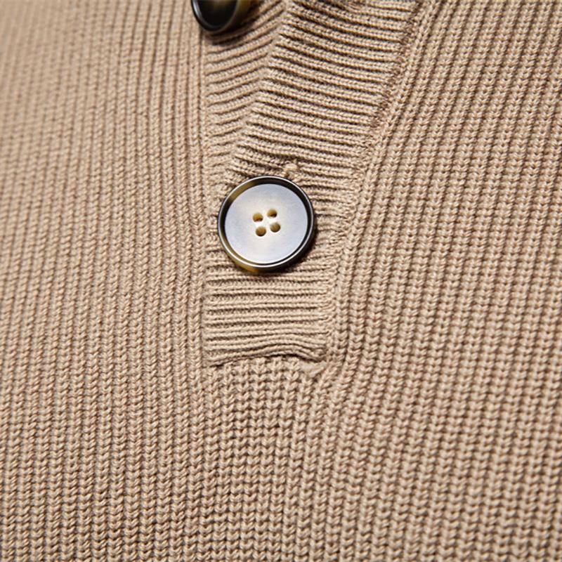 Callaway 2025 Осень и зима Новый вышитый свитер с воротником-стойкой, мужской высококачественный деловой свитер, однотонный повседневный вязаный свитер