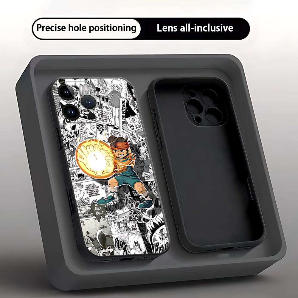 Japanese anime inazuma eleven Phone Case For iPhone 16 16e 15 14 13 12 11 XS XR Plus Mini Pro Max Soft black Shockproof Cover