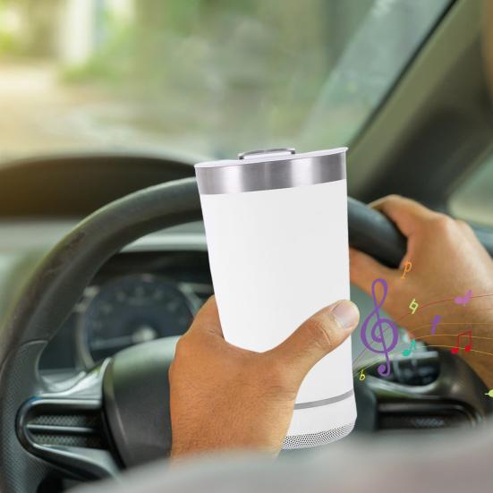 Изолированная кружка из нержавеющей стали с беспроводным динамиком BT, стерео сабвуфером, 500 мл, светодиодная музыкальная кружка, устойчивая к ржавчине, практичный подарок для мужчин и женщин