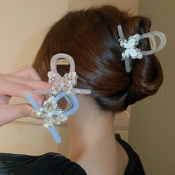 Acrylic Butterfly Hair Clip for Women Rhinestone Grasp Folder Shark Clip Hair Accessories Female Hair Claw Clip