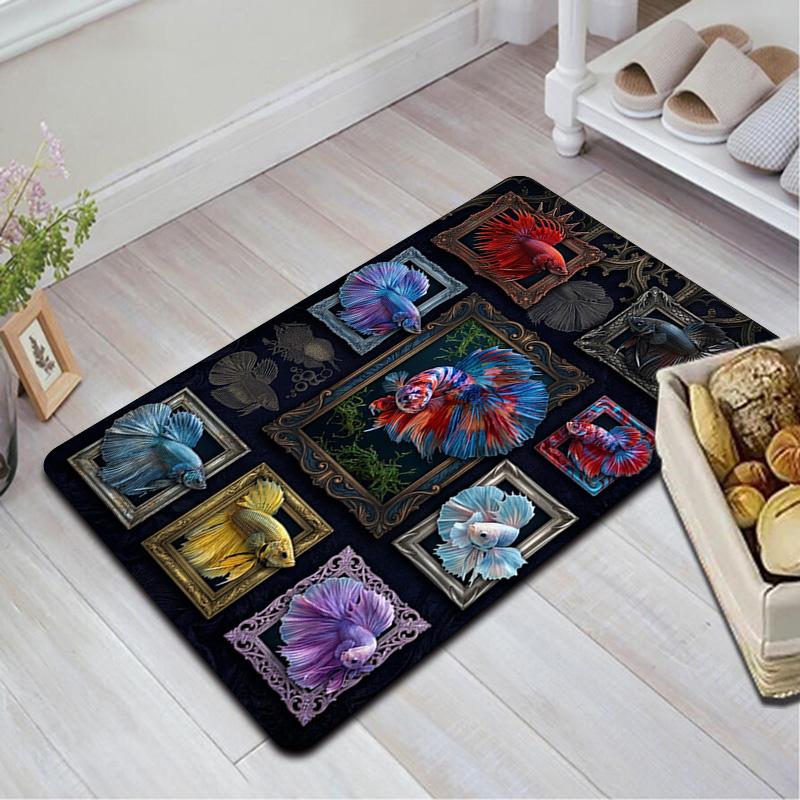 Betta Fish Art Pattern Rug Floor Mat for Living Room or Bedroom Soft and Comfortable Carpet a Gift for Birthday and Holiday.
