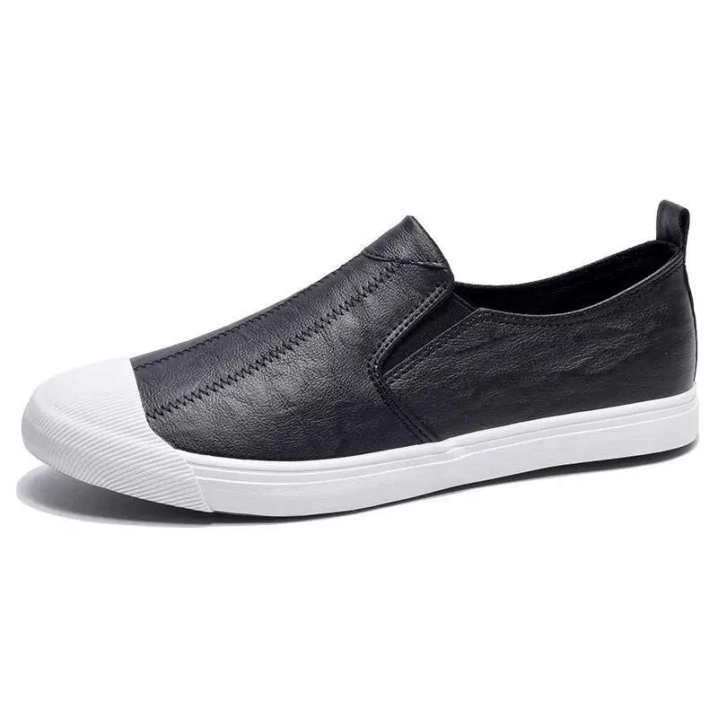 Повседневная обувь на плоской подошве, кожаные туфли без застежек для мужчин, новинка, классическая оригинальная обувь, распродажа, корейский стиль, коровья кожа