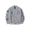 Свободная бейсбольная куртка с вышитым логотипом MLB, унисекс, серая, 3AJPN0124-00MGS