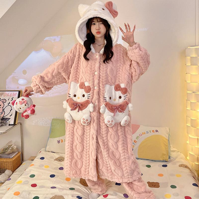 Женская зимняя ночная рубашка из бархата и кораллового флиса размера плюс - симпатичная домашняя одежда из плотной фланели