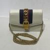 [Pre-Owned] Sylvie Gold Buckle Striped Web Chain Leather Mini Square Crossbody Bag - Excellent #2BHGJ4