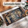 American Patriotic Theme Crystal Velvet Rug Personalized Custom Name Text Soft Floor Mat Home Decor