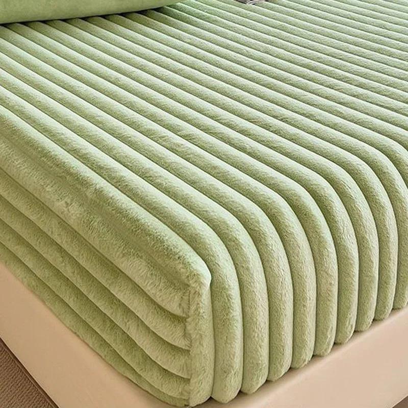 Утолщенный бархатный чехол для матраса, зимняя простыня с резинкой, мягкие пушистые простыни на резинке для дома, толстая плюшевая простыня на резинке