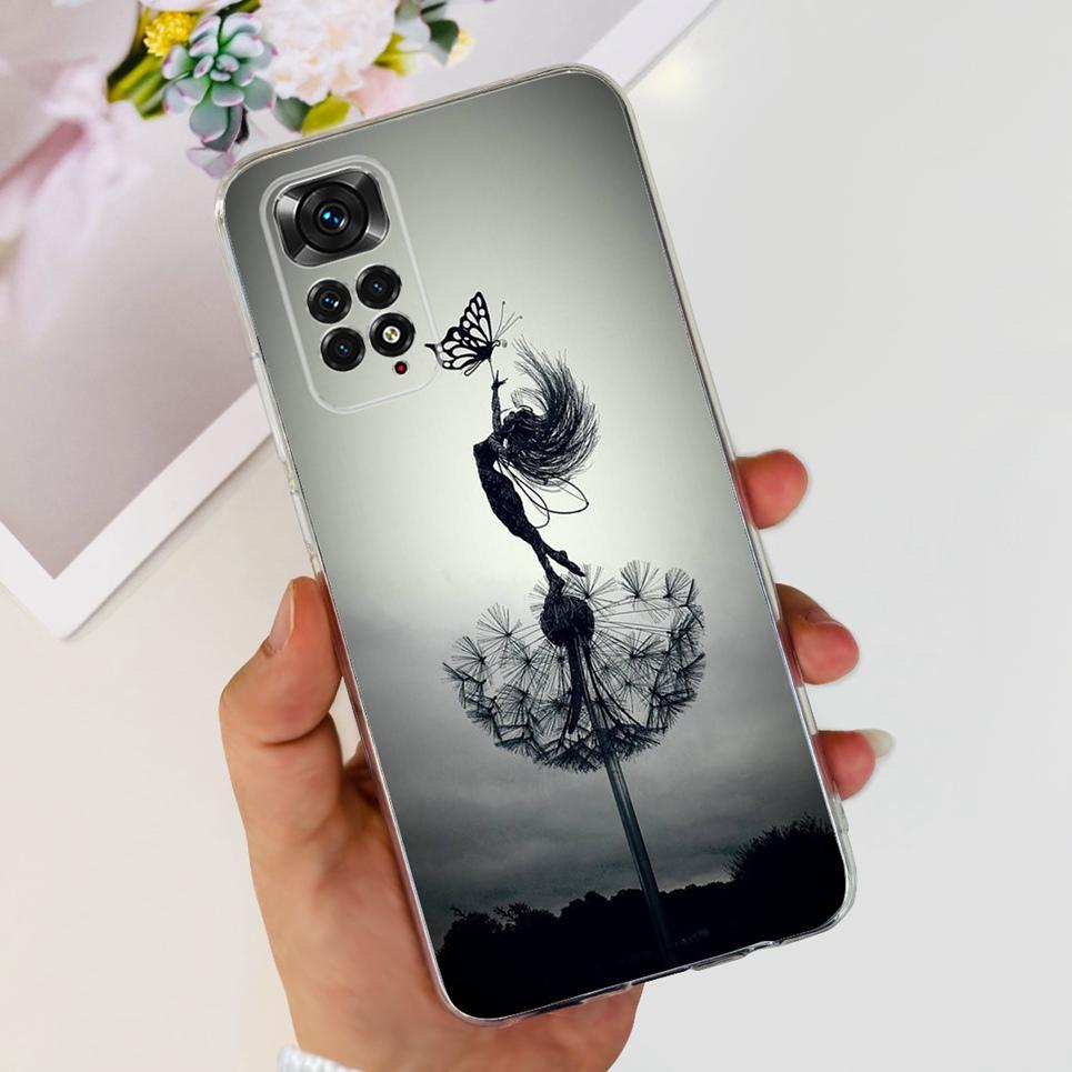 Transparent Soft TPU Coque For Xiaomi Redmi Note 11 Pro 4G 5G Note 11 11s Case Women Girly Fashion Flower Butterfly Funda Shell