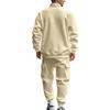Men's Winter Casual Plus Velvet Warm Zipper Stand Collar Sweatshirt Men's Sports Pants Sweatshirt Set