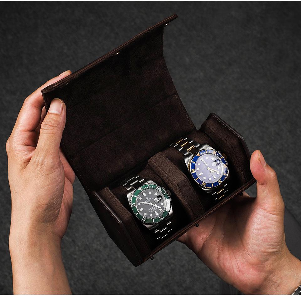 Винтажная коробка для хранения наручных часов из кожи Crazy Horse - Портативный дорожный чехол из натуральной кожи для пар