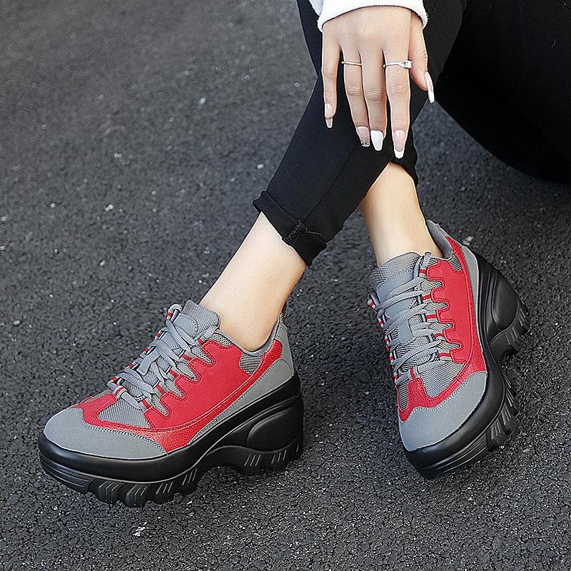 TUINANLE Женские кроссовки на массивном каблуке, повседневные туфли на высоком каблуке на танкетке, женские водонепроницаемые туфли на плоской подошве со шнуровкой