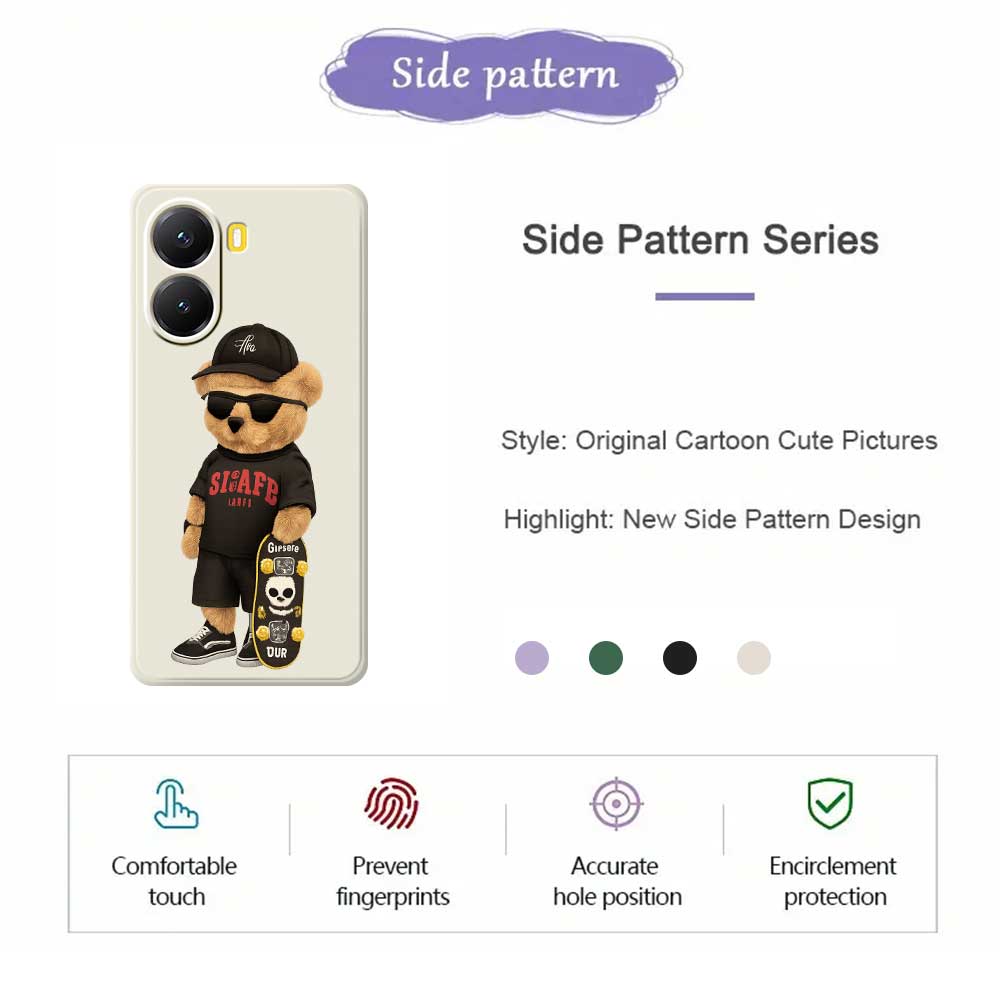 For Xiaomi Redmi Turbo 4 5G/Poco X7 Pro 5G Case Cool Bear Pattern Printing Straight Edge TPU Phone Back Cover