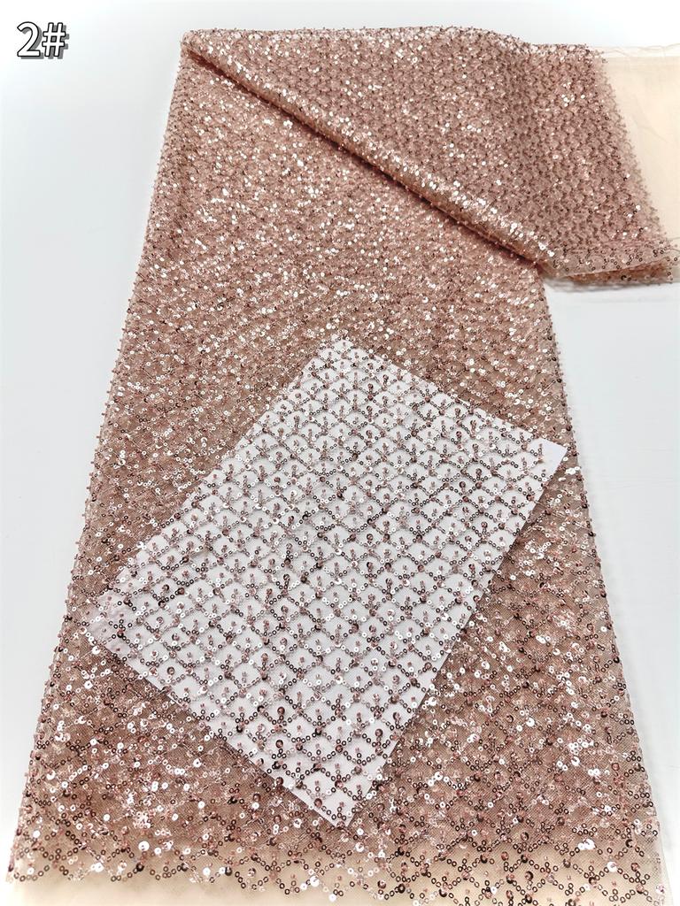 Небесно-голубое африканское кружево с пайетками 2025 Высококачественное кружево Вышивка Нигерийская сетка Ткань с бусинами Французское для свадебного платья