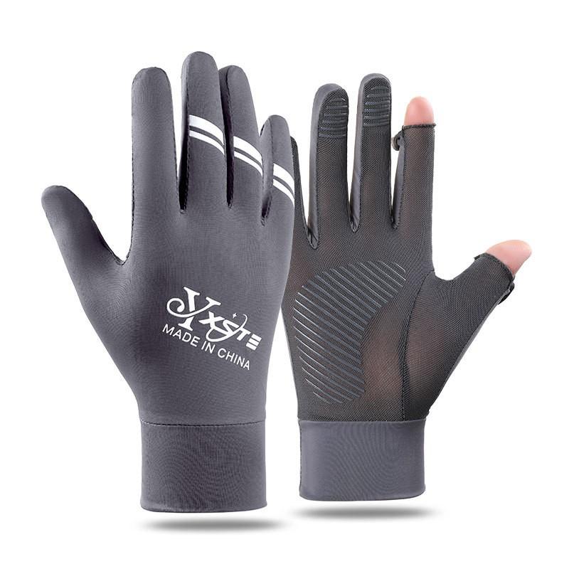 Mens UV Protection Driving Cycling Fishing Gloves With Fingerless Design Breathable Icy Silk Outdoor Sports