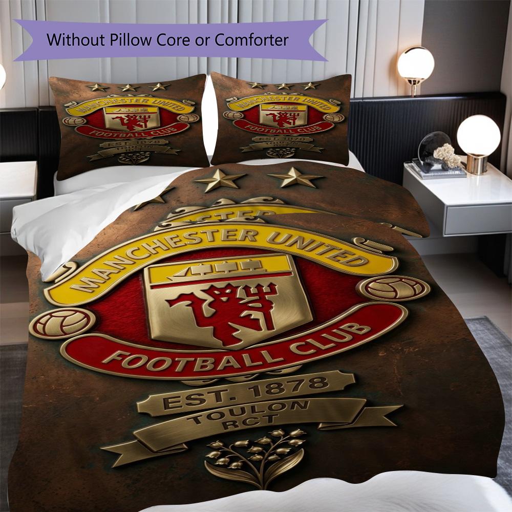 Manchester Legacy Pride Bedding (1 * duvet cover + 2 * pillowcase, without core) 2D Flat Bedding set Soft and comfortable Duvet cover and pillowcase