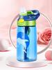 Бутылка для воды для детей с рисунком из мультфильма объемом 480 мл с трубочкой, не содержит BPA, детский чайник для питья, пластиковый портативный прозрачный, для школьных путешествий, милый стаканчик
