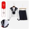 JK Sailor Suit Set: Black Collar & White Pleated Skirt - Long, Uniform Style, Spring Collection, In Stock