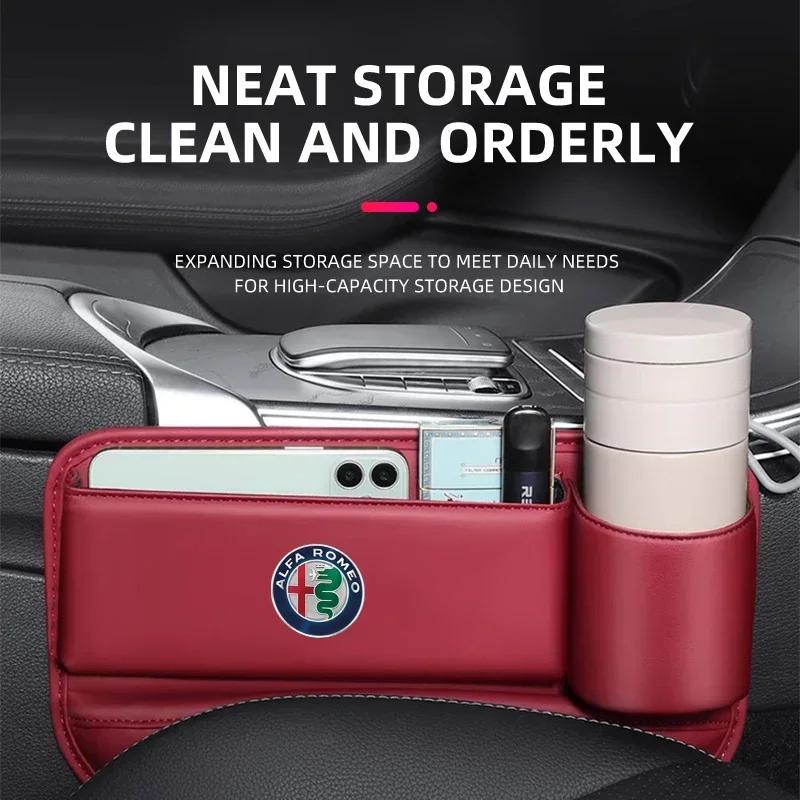 kpaxs9 Car Seat Gap Organizer Multifunction Console Crevice Storage Box For Alfa Romeo GT 147 159 156 166 Giulietta Tonale Volante 8C
