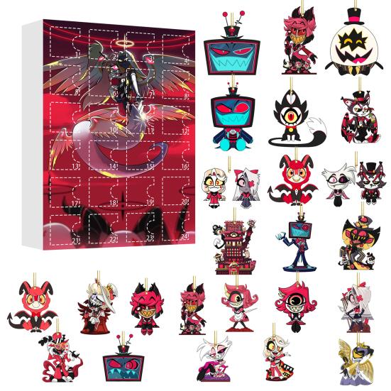 Yousheng  Hazbin Hotel Advent Calendar 24 Day Christmas Countdown Box with Unique Window Design Multifunctional Holiday Decoration for Kids Rooms Cars