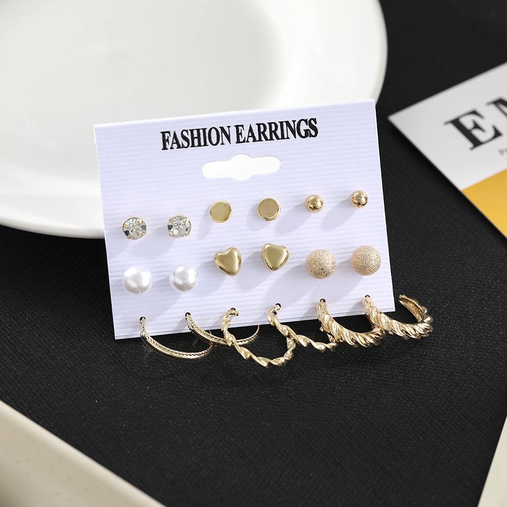 Модный комплект серег-кольцев для женщин, элегантные серьги-гвоздики в стиле ретро с геометрическим узором, ювелирные аксессуары