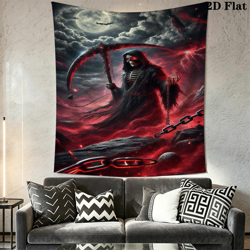 Dark Reaper Fiery Messenger Tapestry Background Cloth Fashion Print Christmas Gift Work Of Art Atmospheric Background Cloth