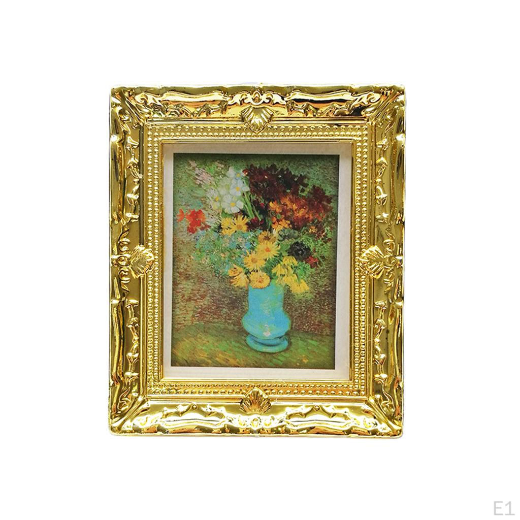 1/12 Dollhouse Decoration - Mini Golden Picture Frame / Photo with 76 X 65mm