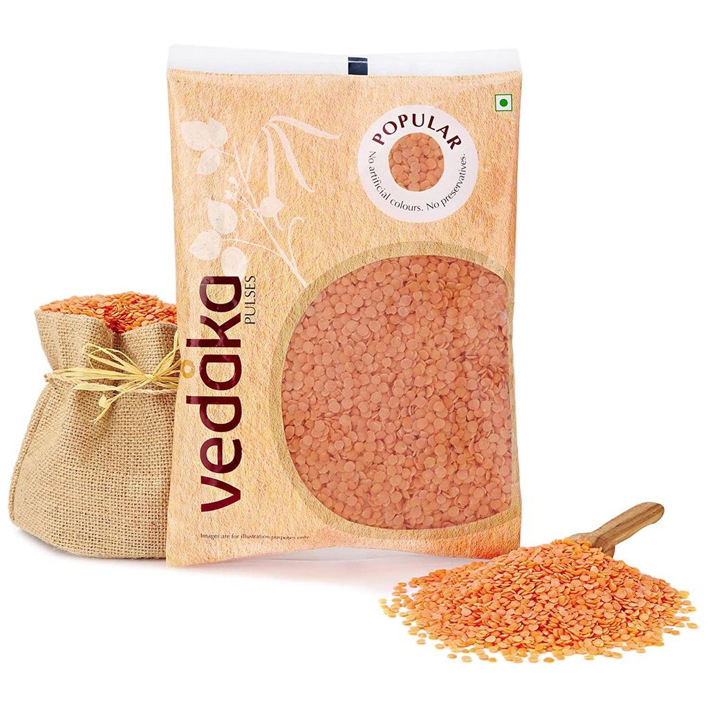 Vedaka Popular Red Masoor Dal Split, 500 G