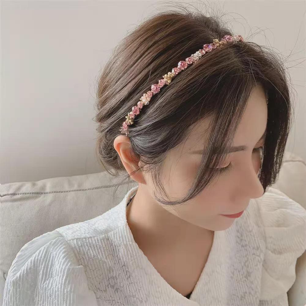 Элегантный ободок для волос в стиле ретро с золотыми бусинами и стразами: Легкий роскошный аксессуар для волос