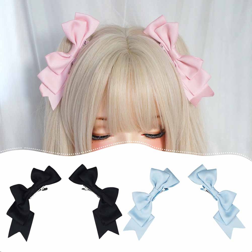 Handmade Big Bow Hair Clip Sweet Cool Girl Hairpin Japanese Double Ponytail Headwear Lolita Cosplay Headdress Jk Uniform Hair Accessory #468713