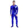 Mens Metallic Zentai Jumpsuit Full Body Tight Mock Neck Long Sleeve Club Performance Costume