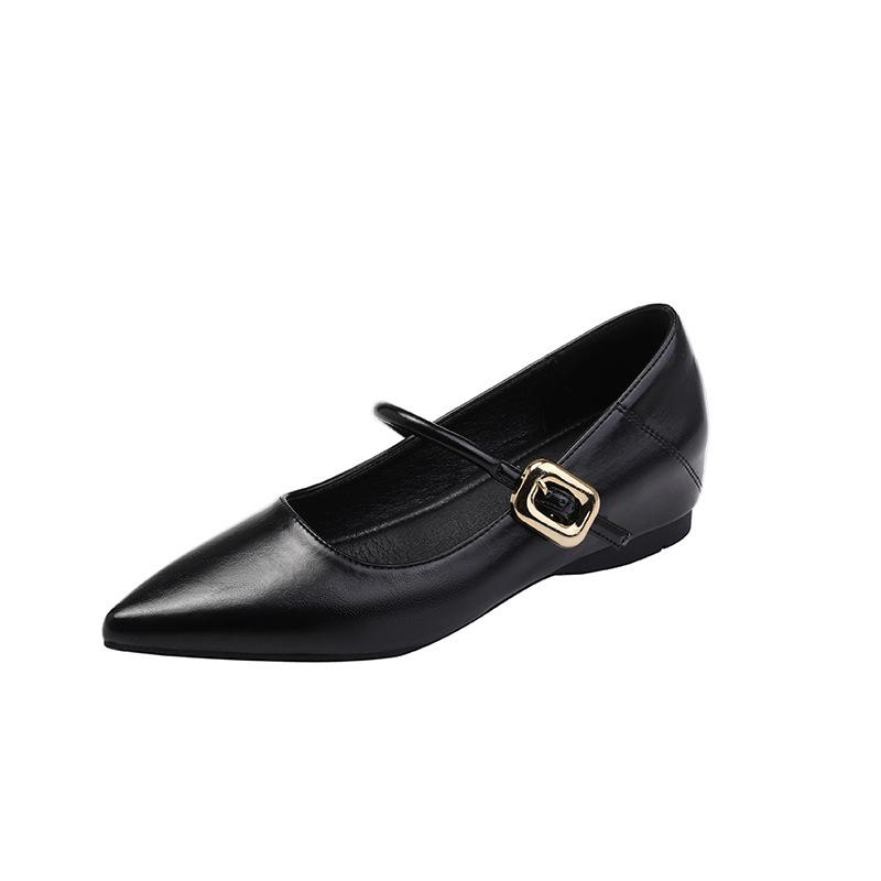 Французские ретро туфли Мэри Джейн на скрытой платформе для женщин, новая весенняя универсальная модель с острым носком, модные для работы, вечерние туфли для бабушки