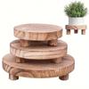 1pc/Set Wooden Round Tray Multifunctional Wooden Candle Base Kitchen Fruit Tray Base Bathroom Storage Tray