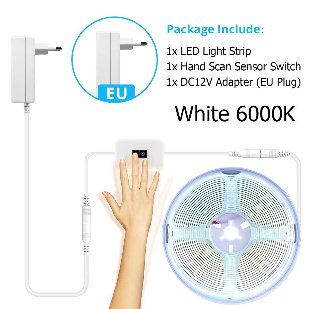 Hand Sweep Sensor COB Led Lights Bar 3000K-6000K LED Strip Set 12V Motion Sensor Led Night Lamp Kitchen Room Decor With EU Plug