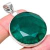 Emerald(Simulated) Gemstone Handmade 925 Sterling Silver Jewelry Pendant 2.17" AH-917