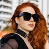 Non-polarized Square Oversized Sunglasses Woman Fashion Black Gradient Vintage Rivet Sun Glasses Female Outdoor Shades Driver