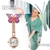 Lancardo Watch Nurse Inverted Watch Pocket Watch Analog Nurse Watch Clip Pocket Watch Butterfly Rose Gold Present