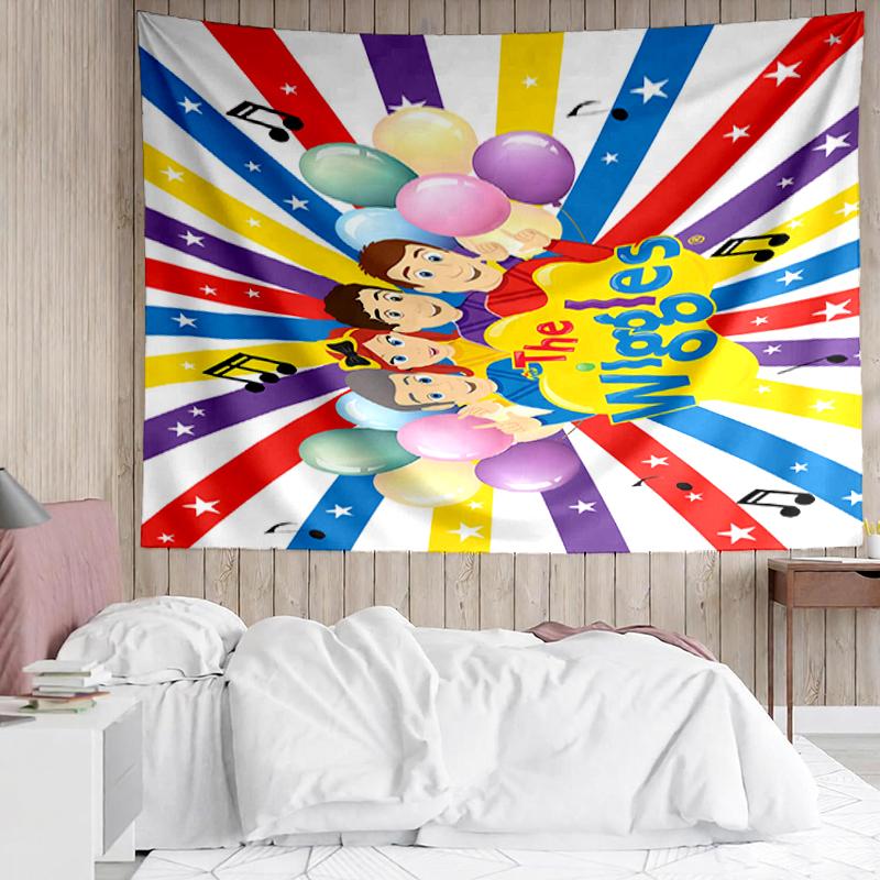 The-Wiggles Print Tapestry, Backdrop, Easy Setup, Ideal for Bedroom, Office & Living Room, with Aesthetic Wall Hanging Decor.
