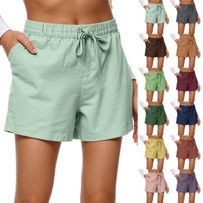 Льняные брюки для женщин с высокой талией, широкие брюки, удобные мягкие шорты, повседневная одежда для отдыха, женские брюки