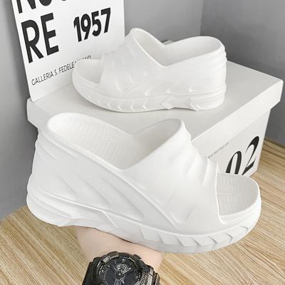 Дизайнерские женские туфли на высоком каблуке с нескользящей подошвой, однотонные пляжные сандалии для улицы, тапочки на толстой подошве, женские сандалии