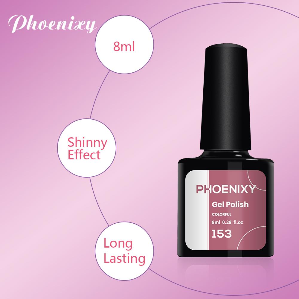 PHOENIXY, 8 мл, блестящий УФ-гель для ногтей, блестящие блестки, замачиваемый УФ-гель-лак, красочный гель-лак для ногтей, лак для дизайна ногтей «сделай сам»