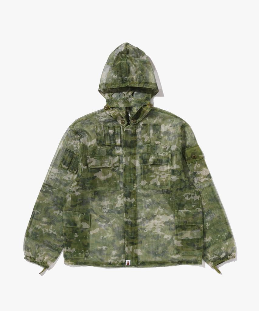 Bape Куртка-рубашка с капюшоном и камуфляжной расцветкой Multi Pixel (M) зеленый